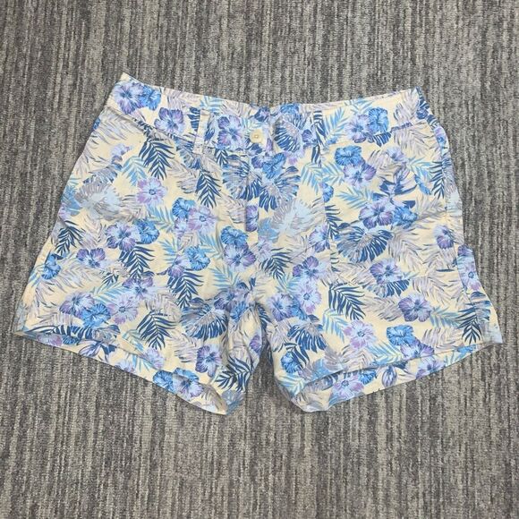 Jamaica Jaxx Pants - Jamaica Jaxx Women's Size 8 Tropical Floral Shorts Linen Blend Blue Purple Beach